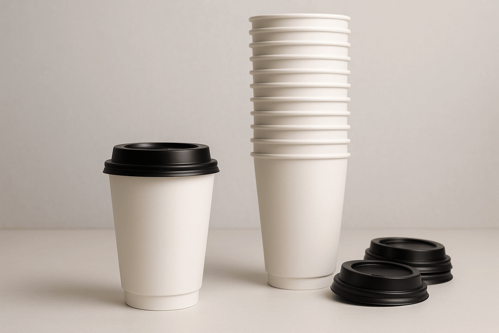 8oz white double wall paper coffee cup premium insulated takeaway cup – PackItUp Pakistan