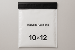 10x12 inch plastic delivery flyer bag with black stickable flap