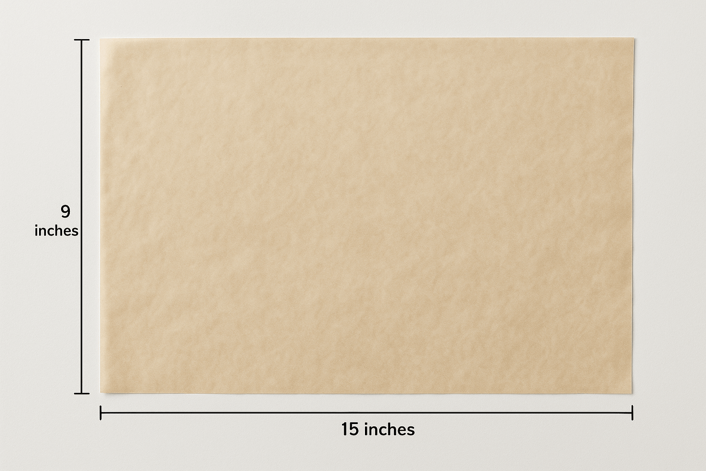 9x15 inch butter paper sheet with measurement lines and labels along the edges