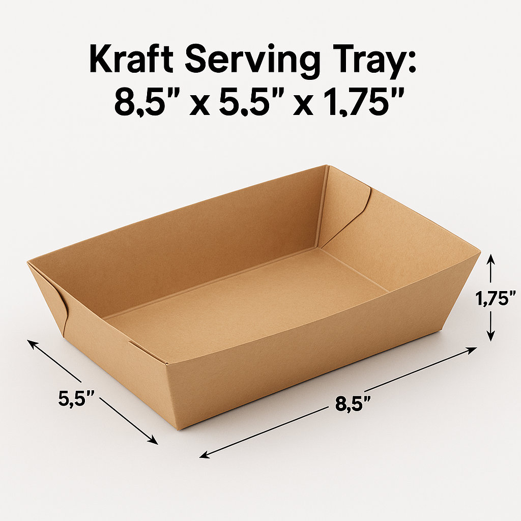 Medium kraft paper serving tray - 8.5x5.5x1.75