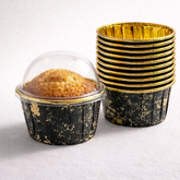 Round Gold Foil Cupcake Molds with lid