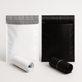 delivery flyer 10x12 inch white grey inside and full black 100% virgin LDPE courier bag with pocket – PackItUp Pakistan