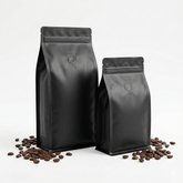 premium matte black aluminium coffee pouch with one-way degassing valve and resealable zipper – PackItUp Pakistan