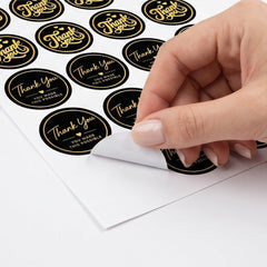 Luxury Black & Gold "Thank You" Stickers for Small Business