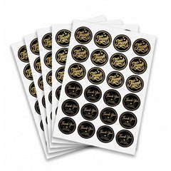 premium black and gold thank you packaging stickers on white sheets for small business orders – PackItUp Pakistan