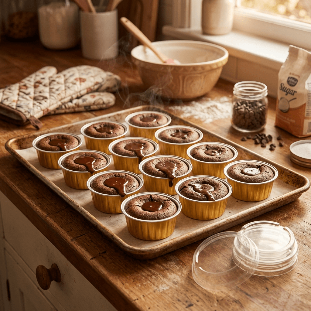 Premium Mini Gold Aluminum Foil Cup with Clear Dome Lid (130ml)– Oven-Safe Disposable Baking & Dessert Cup