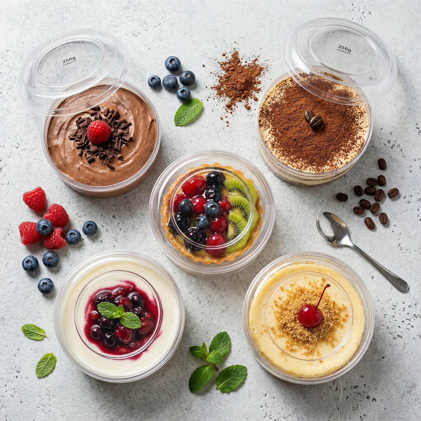 ROUND ACRYLIC DESSERT BOX - 250g