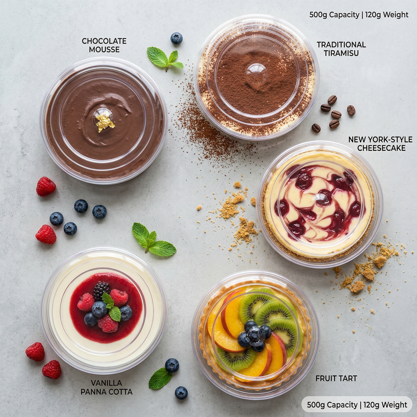 ROUND ACRYLIC DESSERT BOX - 500g
