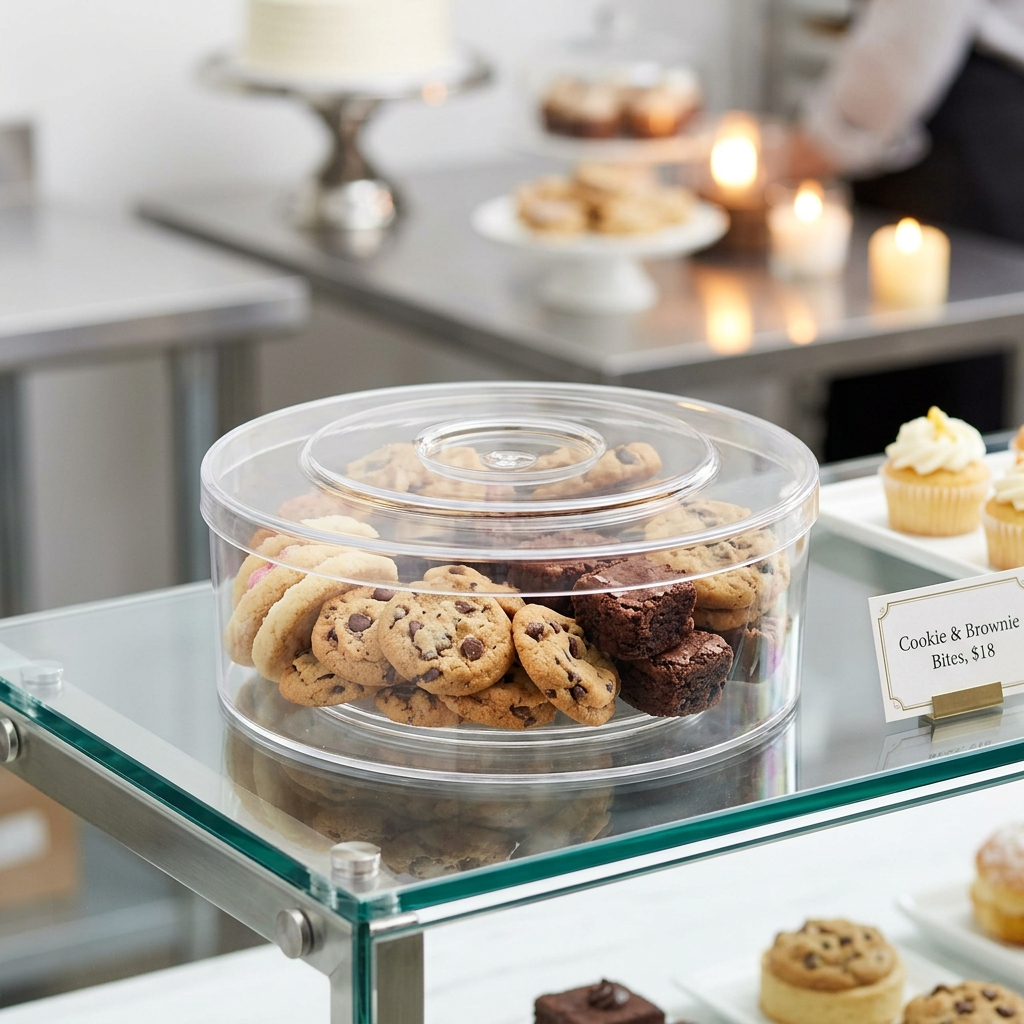 Round Clear Acrylic Dessert Box - 500g - Extra Height