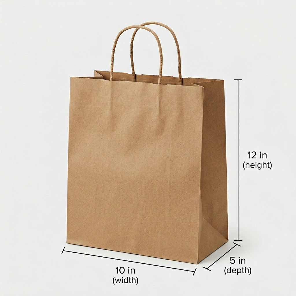 Brown Kraft Twisted Handle Bag – Large 12 × 10 × 5