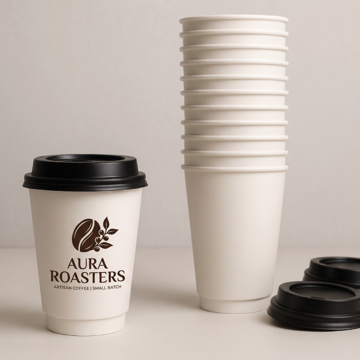 8oz Double wall white coffee cup Custom