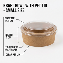 Kraft Bowl with PET Lid - Small Size - 500ml