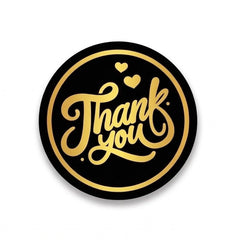 Luxury Black & Gold "Thank You" Stickers for Small Business