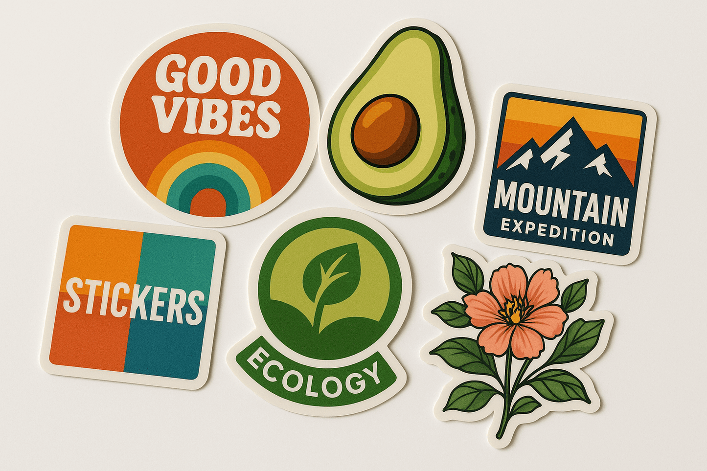 Customized stickers in various shapes with vibrant colors and professional printing
