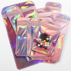 Pink Holographic Mylar Jewelry Pouches