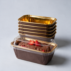 Rectangle Paper Baking and Dessert Mold with Golden Lining With Lid
