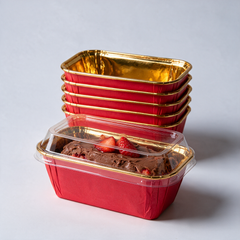 Rectangle Paper Baking and Dessert Mold with Golden Lining With Lid