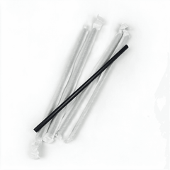8mm Black Plastic Straws (Individually Paper Wrapped)