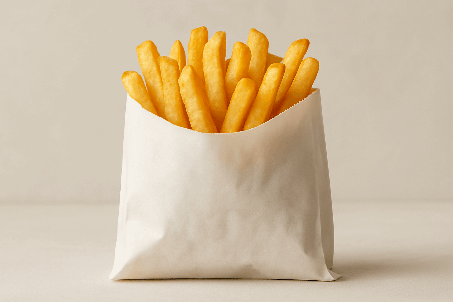 White butter paper pouch with french fries