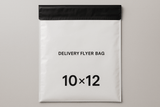 10x12 inch plastic delivery flyer bag with black stickable flap