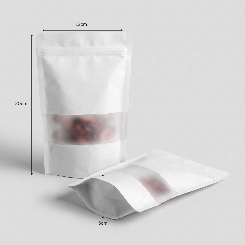 White Kraft Pouches - 12×20cm