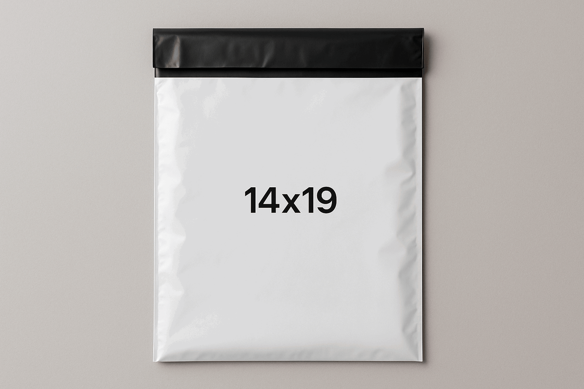14x19 inch plastic delivery flyer bag with black stickable flap