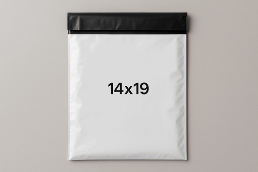14x19 inch plastic delivery flyer bag with black stickable flap