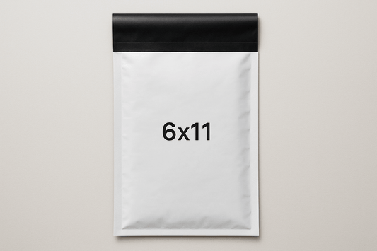 6x11 inch plastic delivery flyer bag with black stickable flap