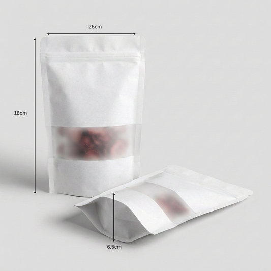 White Kraft Pouches - 18×26cm