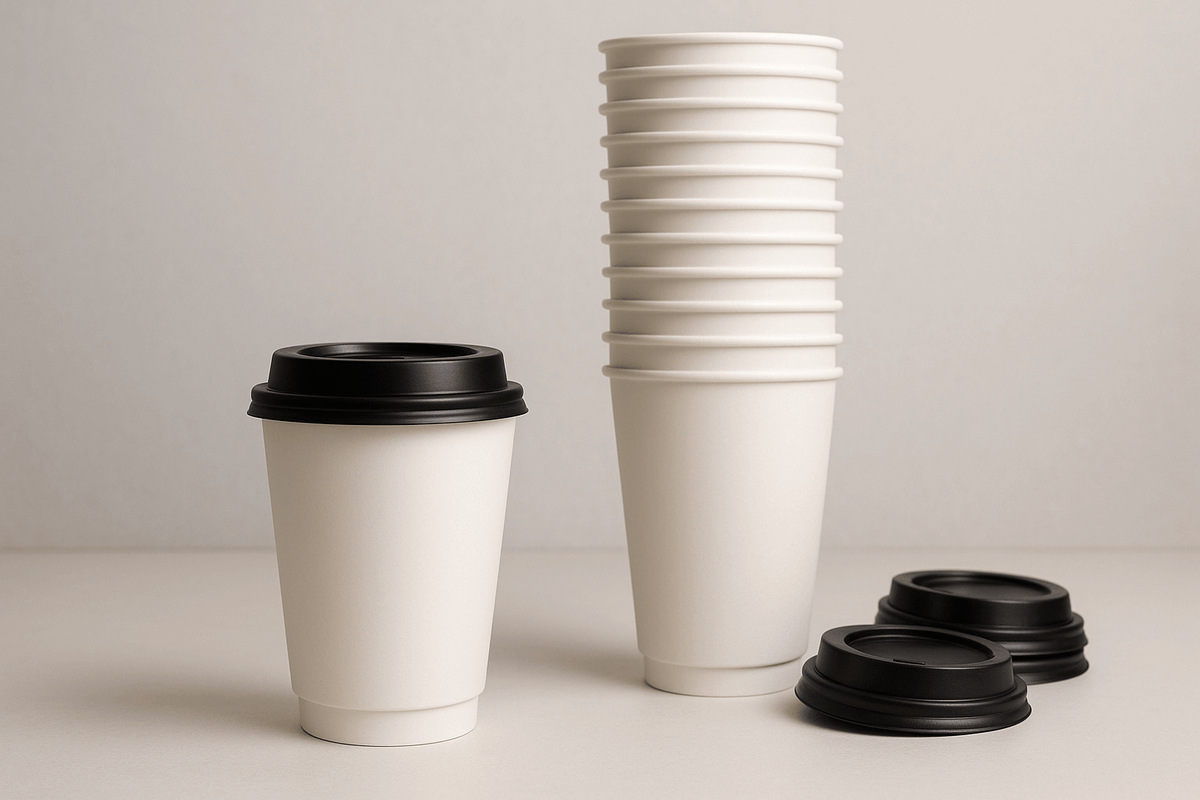 8oz white double wall paper coffee cup premium insulated takeaway cup – PackItUp Pakistan