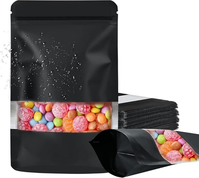 Black Aluminum Pouches With Clear Window