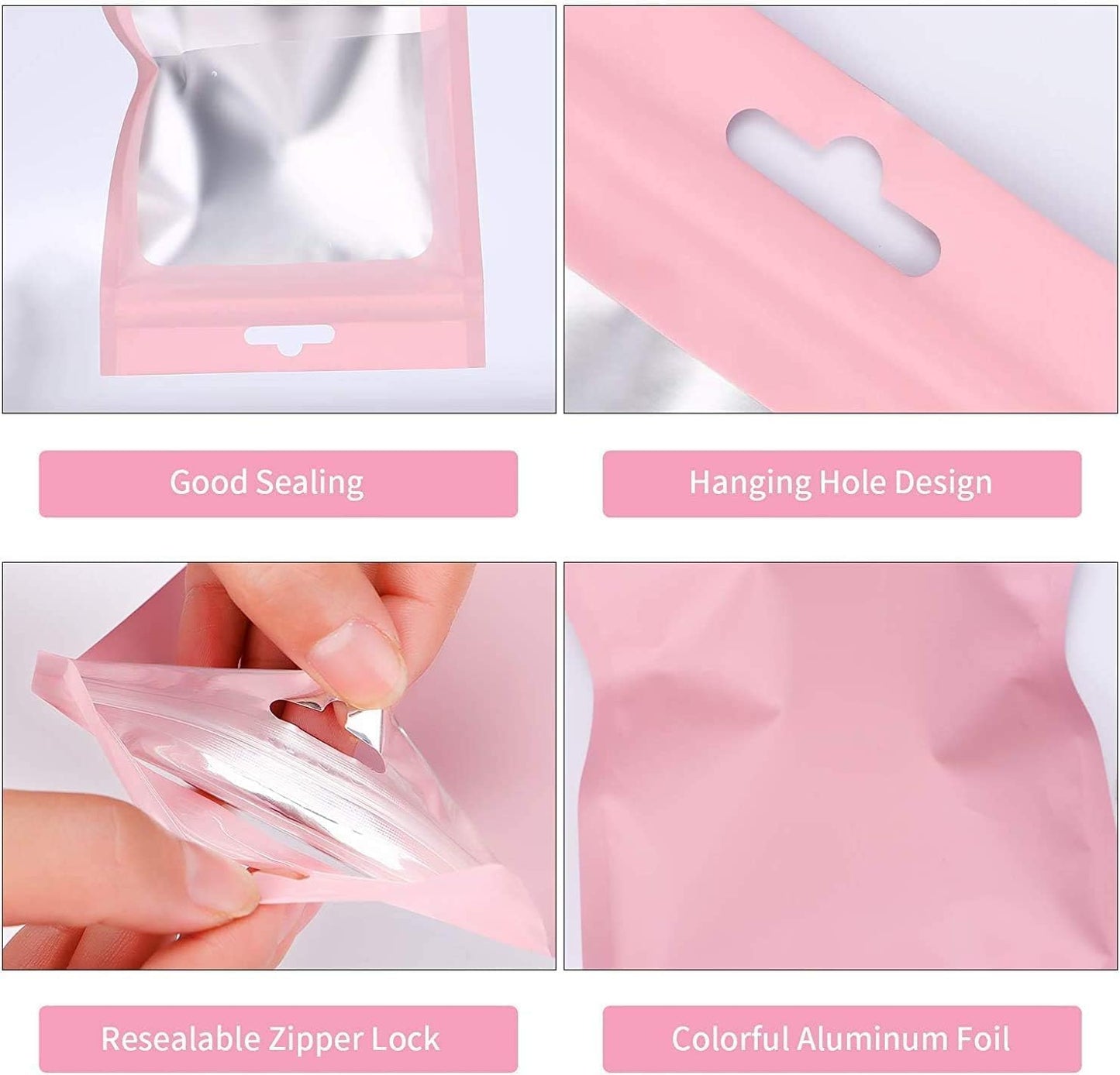 Pink Mylar Ziplock Pouch