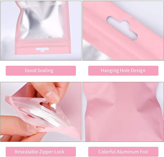 Pink Mylar Ziplock Pouch
