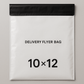 10x12 inch plastic delivery flyer bag with black stickable flap