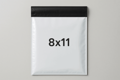 8x11 inch plastic delivery flyer bag with black stickable flap
