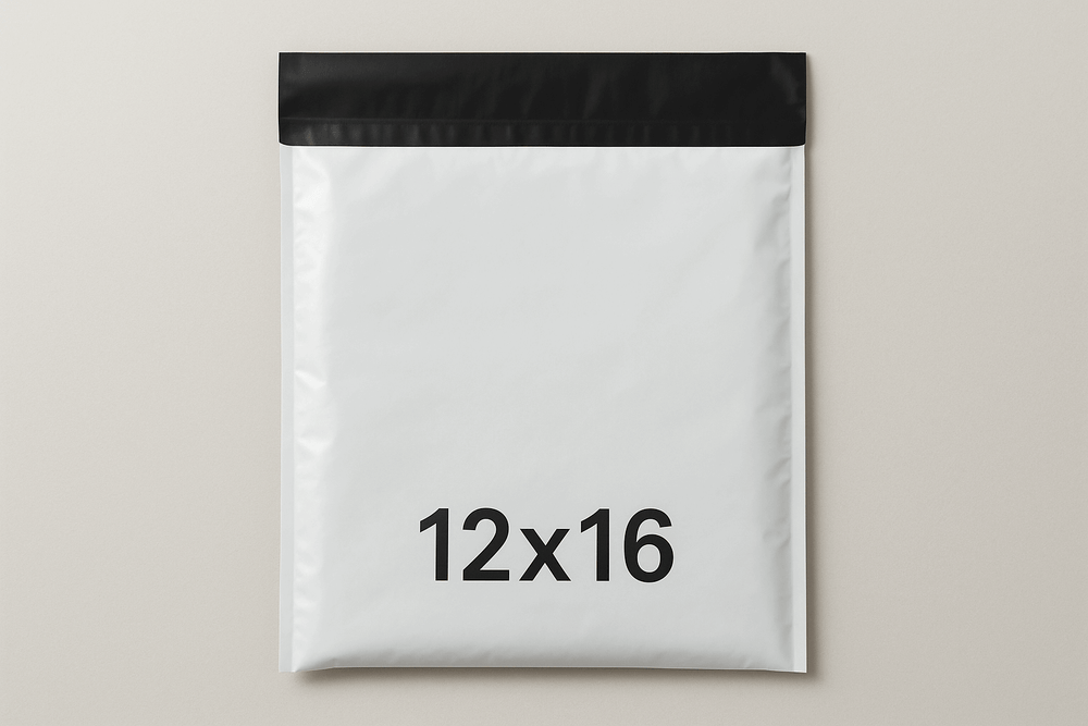 12x16 inch plastic delivery flyer bag with black stickable flap