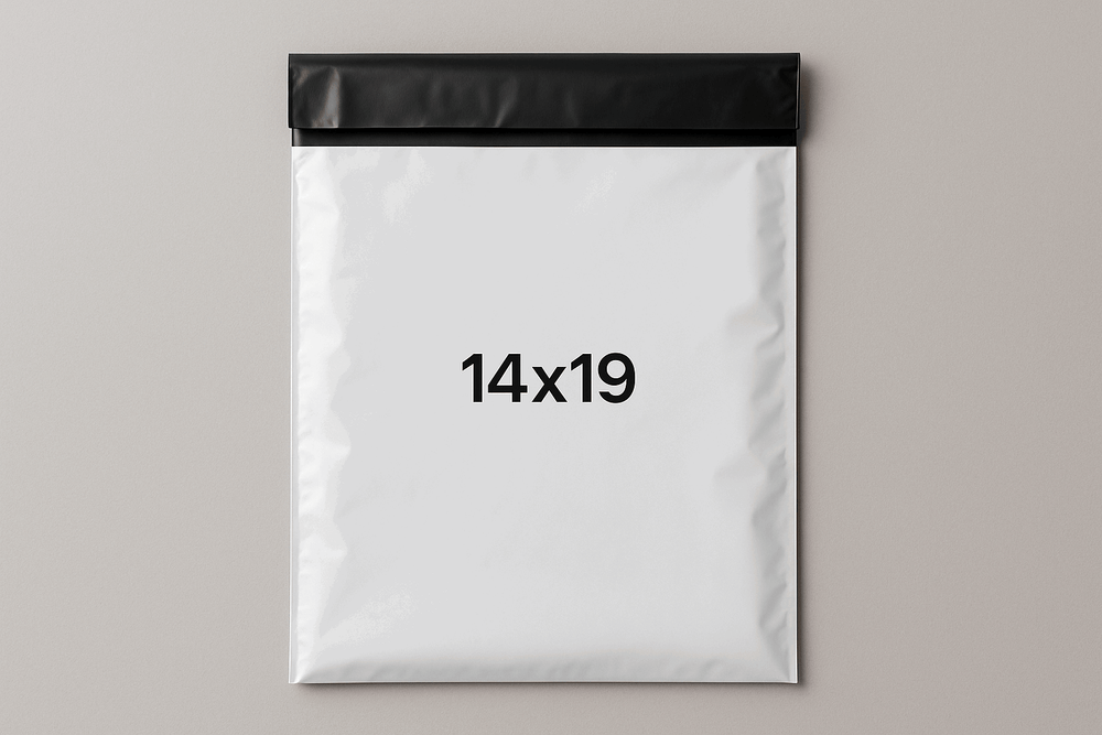 14x19 inch plastic delivery flyer bag with black stickable flap