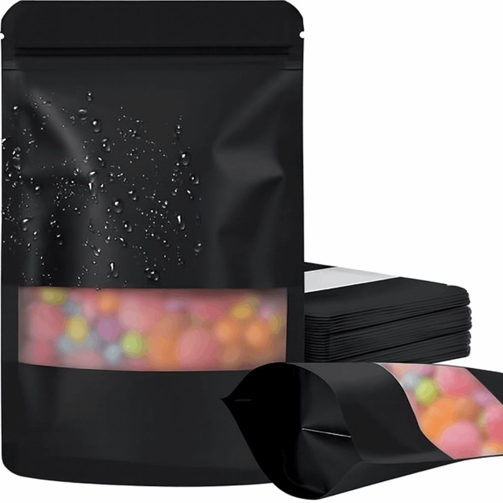 Black Aluminum Pouches With Matte Window