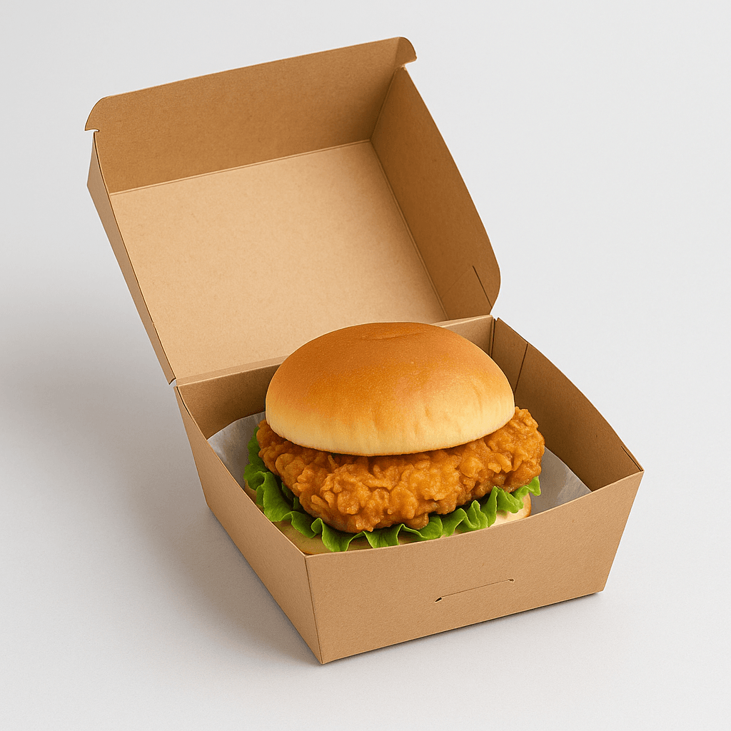 kraft zinger burger box 5x4.5x3 made from 280 gsm food-grade kraft card – PackItUp Pakistan