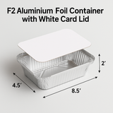 F2 aluminium foil container 8.5x4.5x2 with white card lid 750ml – PackItUp Pakistan