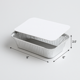 F3 aluminium foil container 8x6x2 with white card lid 1000ml – PackItUp Pakistan