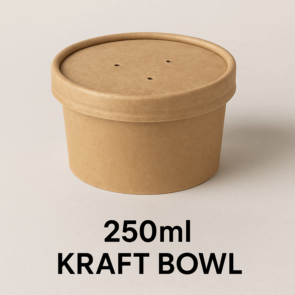 Kraft Paper Bowl with Lid – 250ml