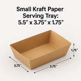 Small Kraft paper Serving Tray - 5.5x 3.75x 1.75