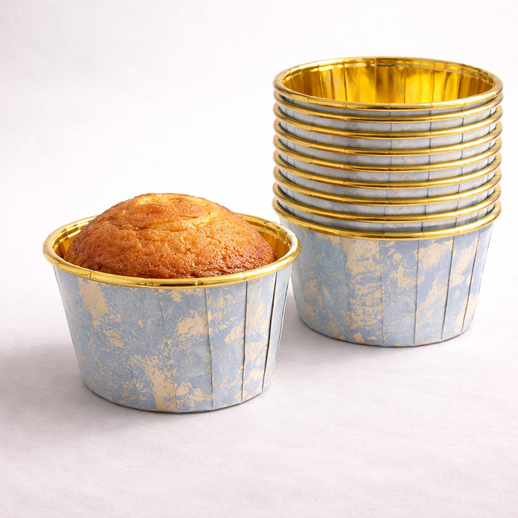 Round Gold Foil Cupcake Molds with lid