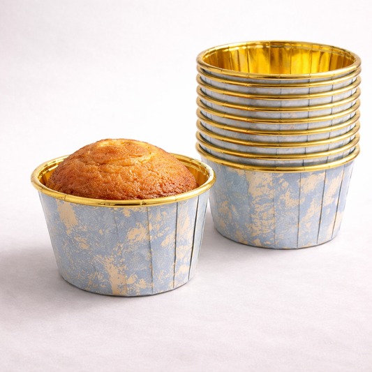 Round Gold Foil Cupcake Molds with lid