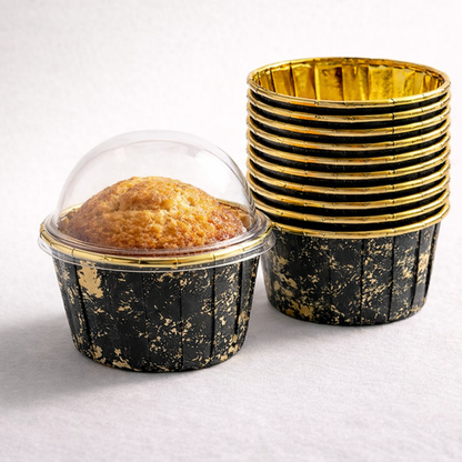 Round Gold Foil Cupcake Molds with lid