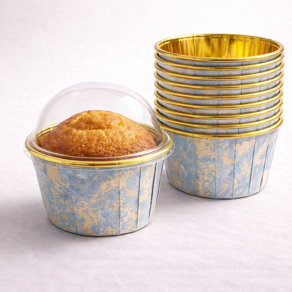 Round Gold Foil Cupcake Molds with lid