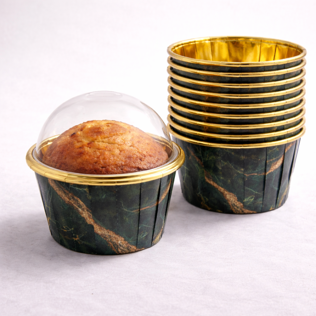 Round Gold Foil Cupcake Molds with lid