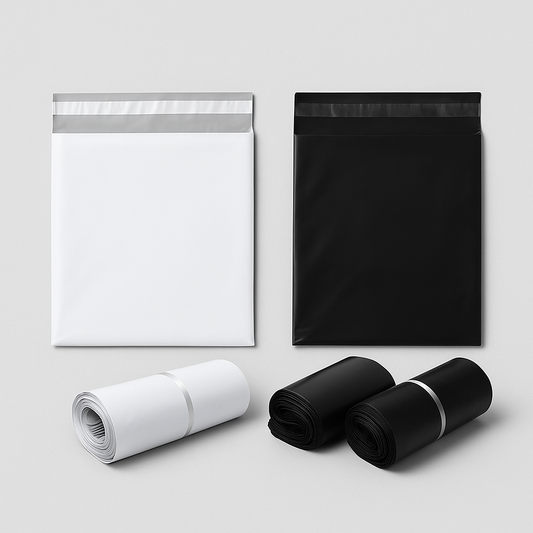 delivery flyer 14x19 inch white grey inside and full black 100% virgin LDPE courier bag with pocket – PackItUp Pakistan
