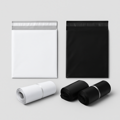 delivery flyer 12x16 inch white grey inside and full black 100% virgin LDPE courier bag with pocket – PackItUp Pakistan
